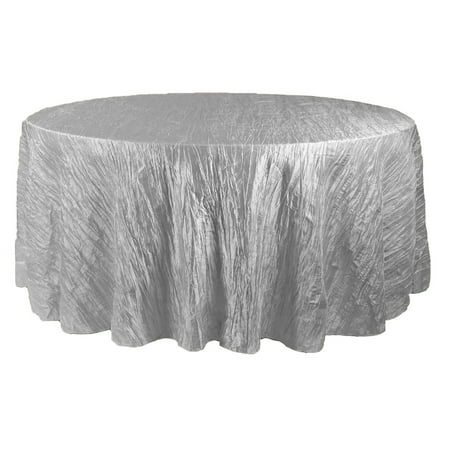 

Your Chair Covers - 132 Inch Round Crinkle Taffeta Tablecloth Dark Silver / Platinum