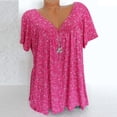 thumbnail image 1 of Pisexur Blouse Graphique d'Été pour Femmes, Blouse à Manches Courtes Col en V Imprimée Grande Taille pour Femmes, chandail-Over, 1 of 5