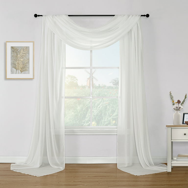 Fragrantex Beige Sheer Window Curtain