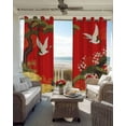 thumbnail image 6 of Red Traditional Kitchen Curtains Vintage Crane Pine Flowers Natural Cafe Short Curtains for Bathroom Blackout Window Curtain Grommet Small Window Treatment Drapes for Bedroom Living Room 27.5"x39"x2, 6 of 9