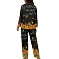 thumbnail image 2 of Renewold Warmth Thanksgiving Pajama Button Top for Women 2 Pieces Maple Leaves Music Notes Crewneck Sleepwear Lounge Set Loose Fitting Athletic Clothing Size L, 2 of 6