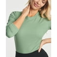 thumbnail image 4 of Real Essentials 3 Pack: Women's Round Neck Long Sleeve Ribbed Bodysuit Shirt Tops (Available in Plus Size), 4 of 6