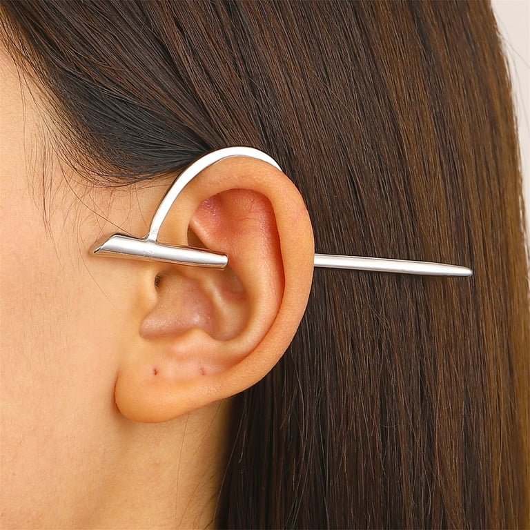 Simple Versatile Piercing Earrings Gothic Style Retro C Shaped A Word Ear Clips Without Ear Holes Ear Bone Clip Earrings Gift Lightweight Earrings for Women Pressure Earrings Earrings Big Thick Walmar...