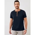 thumbnail image 5 of Demotime Men's Henley Shirts Short Sleeves Round Neck Casual Basic Shirt Summer Solid Color Lightweight Button T Shirts Royal Blue L Tops, 5 of 6