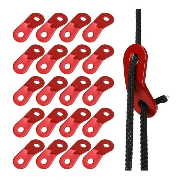 20PCS Aluminum Alloy Rope Tensioner Tent Guyline Cord Adjuster Dual Holes Wind Buckle Ultralight Stakes
