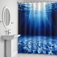 thumbnail image 6 of Dark Blue Bathroom Shower Curtain, Ocean Water Sunlight Shines into The Sea Waterproof Washable Soft Bath Curtain for Bathtub Decor with 12 Hooks&Grommet, 48x72 Inch, 6 of 9