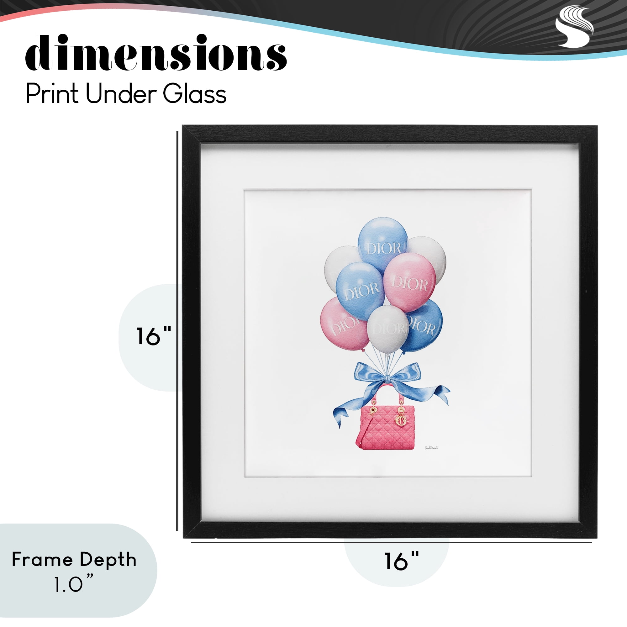 Stupell Industries Pink & Blue Handbag Balloons Black Framed Print Under Glass, design by Amanda Greenwood