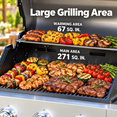 thumbnail image 5 of Syngar 3 Burner BBQ Gas Grill, Propane Gas Grill with Side Tables, Stainless Steel, 30000 Btu Barbecue Grills with Wheels, Bottle Opener, For Camping, 5 of 7