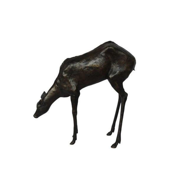 Life Size deer bronze statue -  Size: 33"L x 9"W x 34"H.