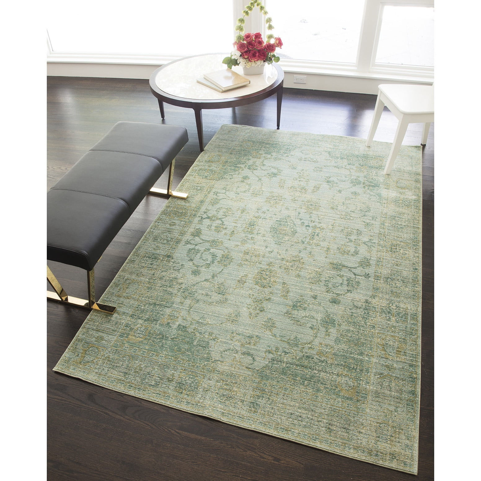 Rugs America Goddess Purple Floral Area Rug Blue