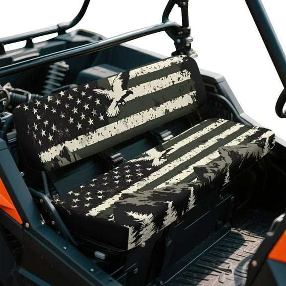 Yuyamidu Green American Flag UTV Seat Cover Soft Anti-Scratch Mule Bench Seat Cover Eagle UTV Seat Accessories Full Protection Compatible with Kawasaki Mule 3000 3010 3020