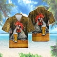 thumbnail image 4 of Camisa hawaiana con estampado 3D de gallo de dibujos animados para hombre, divertidas camisas Aloha con estampado de animales, blusas de calle unisex, blusas con solapa, mangas cortas, 4 of 5