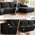 thumbnail image 4 of Muumblus 107" Cloud Sectional Sofa with Left Chaise, Cozy U-Shaped Modular Sofa with Ottoman, Plush Corduroy Sleeper Bed Couch, No Assembly Required, Black, 4 of 9