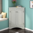 thumbnail image 4 of Triangle Corner Cabinet with Adjustable Shelves, Freestanding Storage Cabinet for Bathroom, Kitchen, Living Room, MDF Floor Organizer with Door, 4 of 10