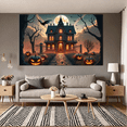 thumbnail image 3 of Haunted House Halloween Theme Spooky Decoration Jack-O-Lantern Design Bat Decoration Creepy Background for Halloween Party Kids Event Festive Decoration, 3 of 9
