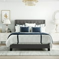 thumbnail image 2 of Home Upholstered Bed Frame, Modern Style Upholstered Linen Fabric Platform Bed Frame with Wooden Slats, Grey Button Tufted Queen Bed Frame for Adult, Easy Assembly, 500lbs Capacity, Grey, SS17, 2 of 8