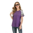 thumbnail image 3 of Tinglu Summer Tunic Tops Women's Comfy T-Shirt Female Top Leopard Sleeve, 3 of 8