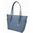 thumbnail image 5 of Michael Kors Womens Charlotte Large Saffiano Leather Top-Zip Tote Bag 35F0SCFT3L-denim, 5 of 10