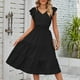 thumbnail image 4 of Vestidos midi Vestido de mujer de una línea sin mangas con cuello en V vestido largo suave para cóctel (negro S) Cgtredaw para Mujer Negro T XL, 4 of 6