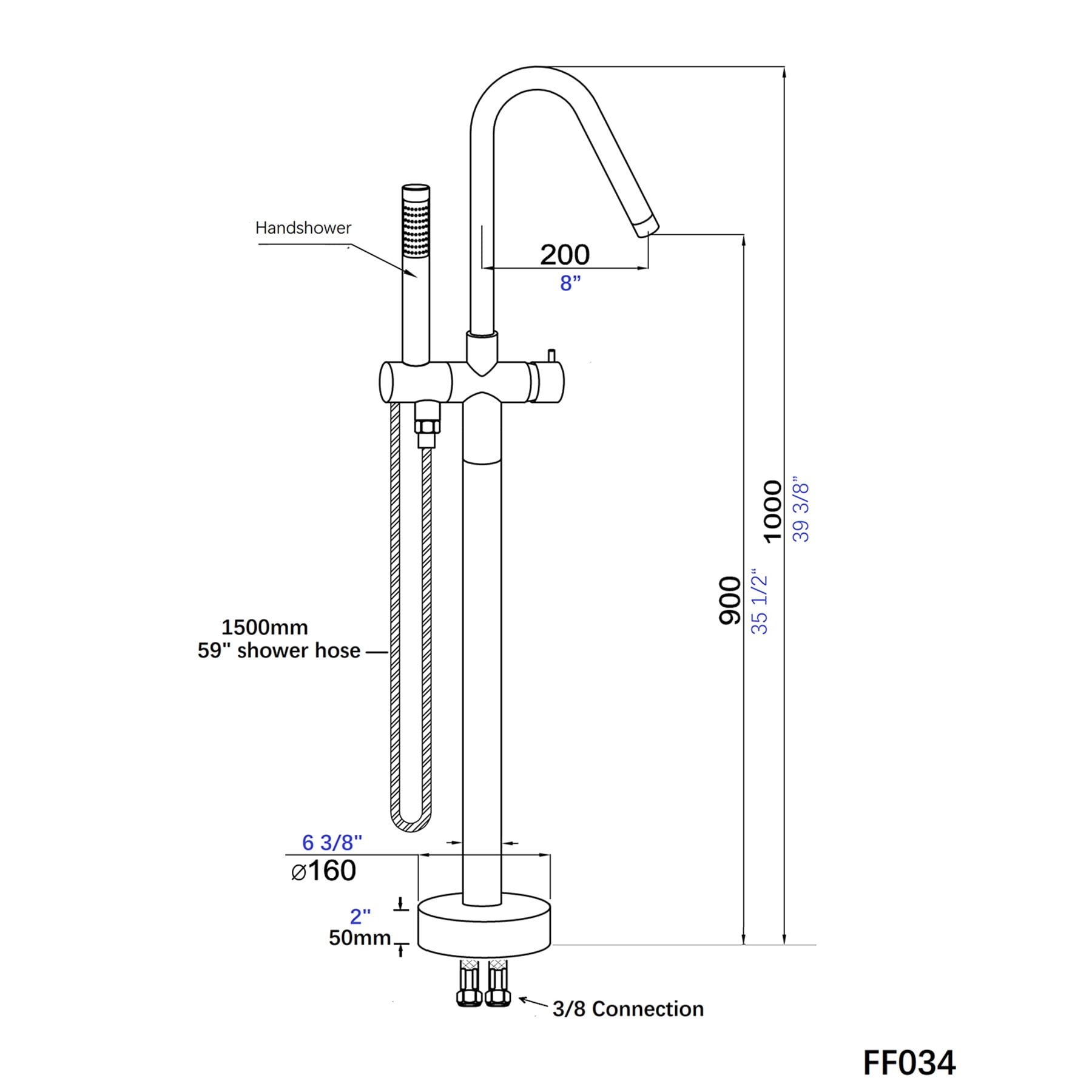Freestanding Bathtub Faucet, Freestanding Bathtub Faucet with Hand Shower, Matt Black Freestanding Tub Filler,Metal Standalone Tub Faucet, Bath & Faucets Freestanding Tub Faucets