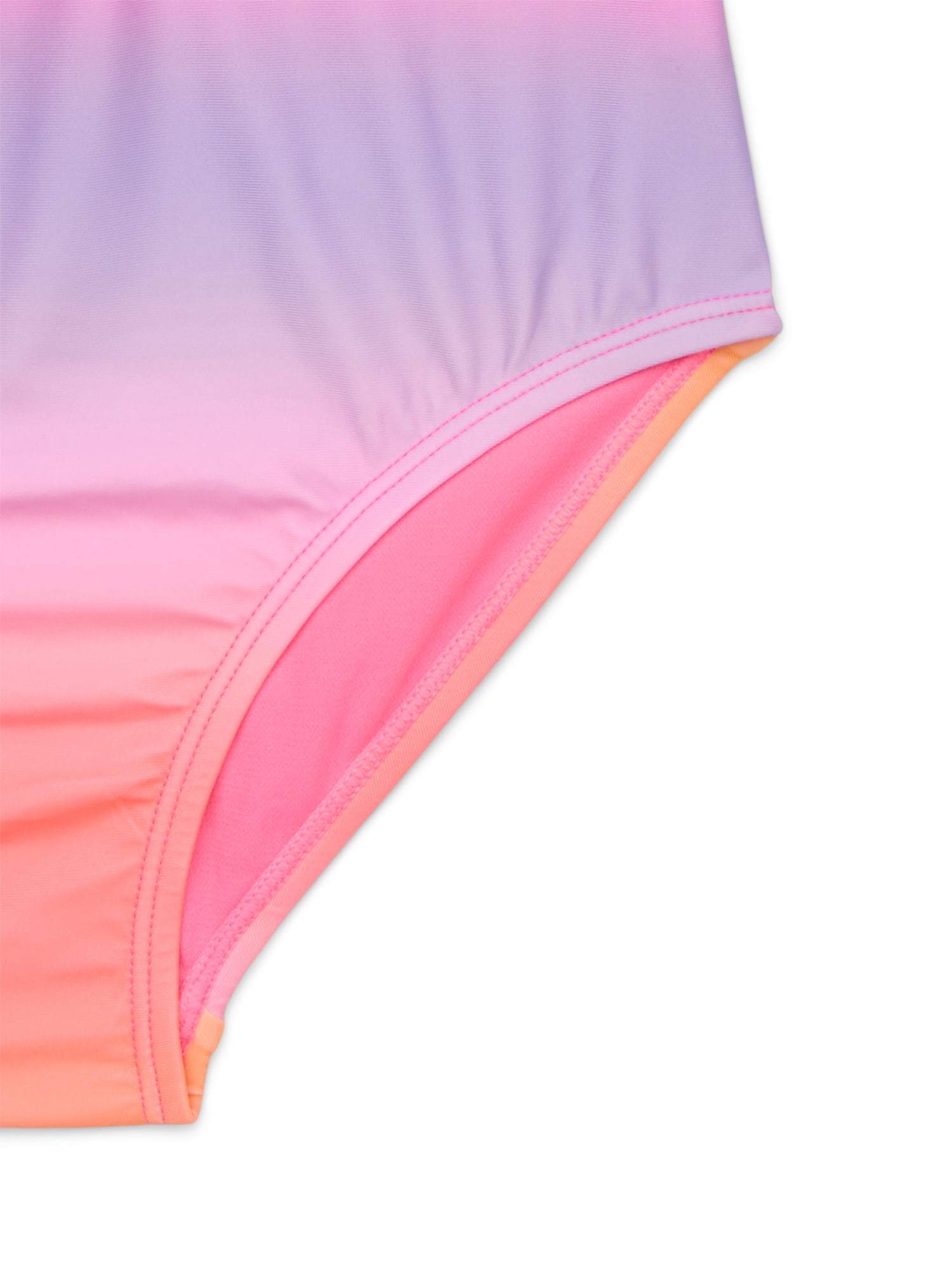 Wonder Nation Girls Short Sleeve Zip-Up Rash Guard One-Piece Swimsuit with UPF 50, Sizes 4-18 & Plus