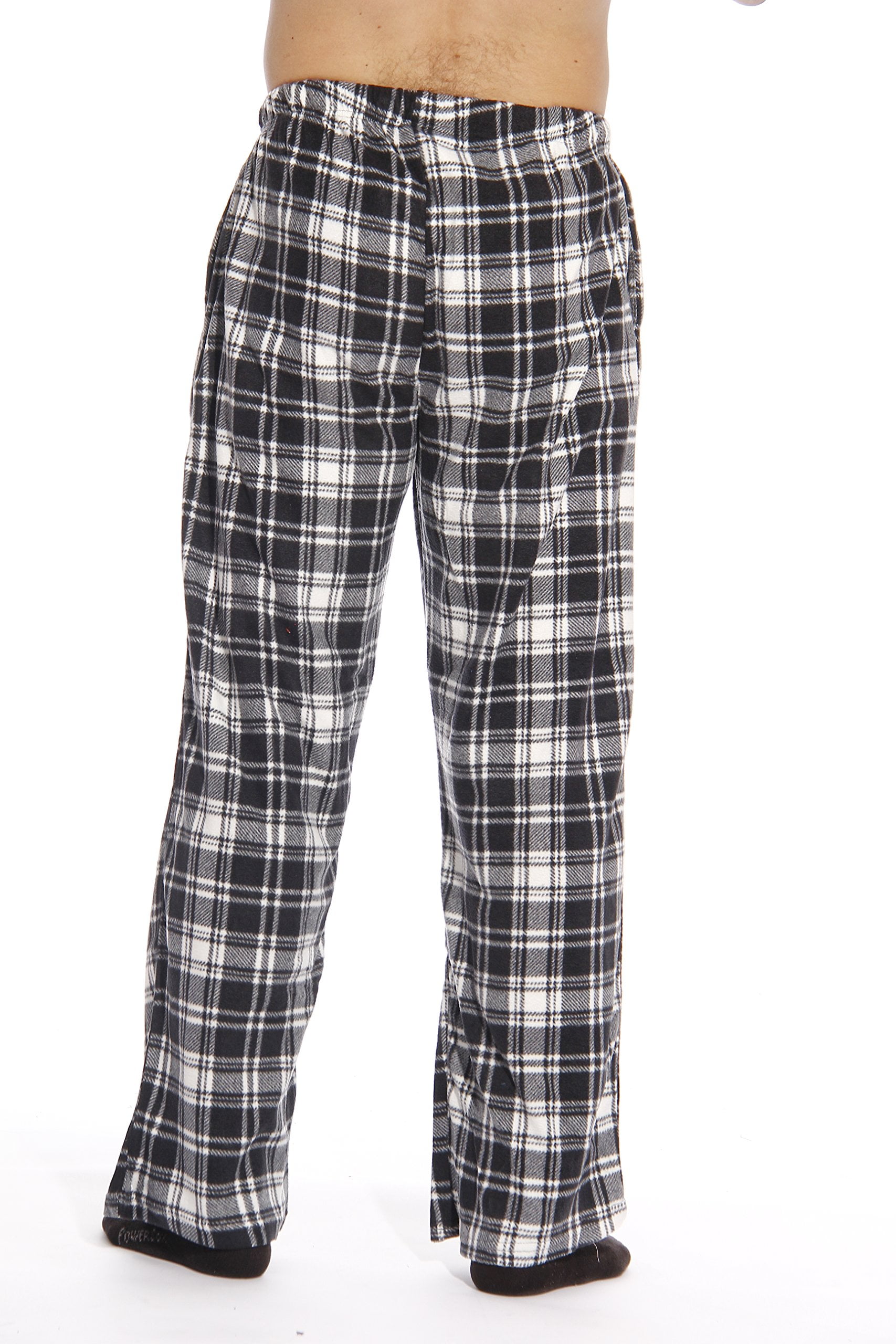 followme Microfleece Men's Buffalo Plaid Pajama Pants with Pockets (Black & White  Plaid, XX-Large) 