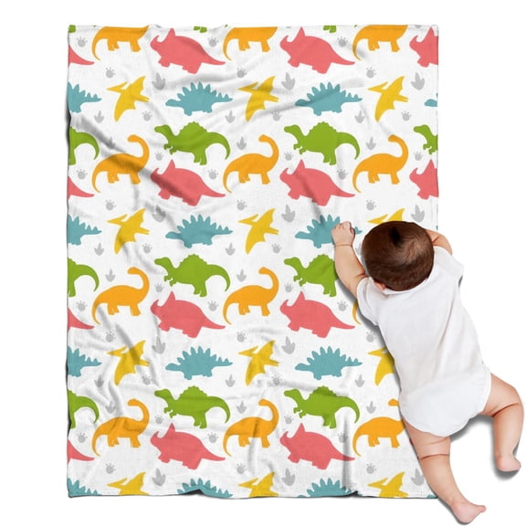 Colorful Dinosaurs DiverseSilhouettes Pattern Blanket,Comfortable Soft Lamb Wool Throw Blanket,All Season,Warm Lightweight Blankets for Sofa Bed Couch Living Room Chair,30"x40"
