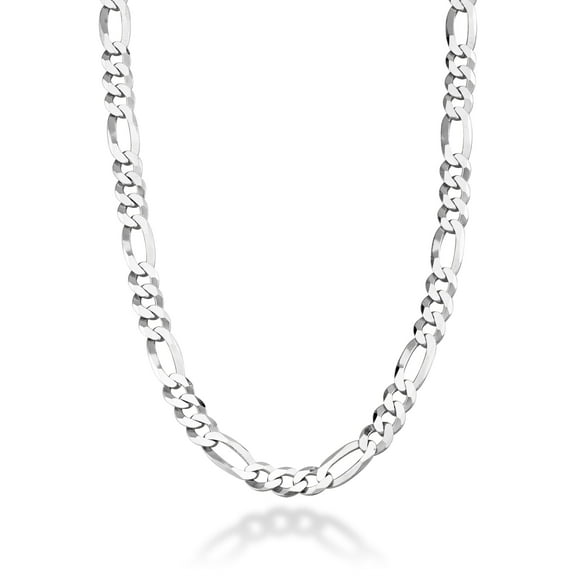 Miabella Solid 925 Sterling Silver Italian 9mm Solid Diamond-Cut Figaro Link Chain Necklace For Men, Made in Italy (Length 20 Inches (men's choker length))