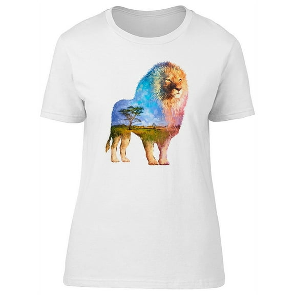 Amazing Lion And Landscape T-Shirt Men -Image by Shutterstock, Male x-Large