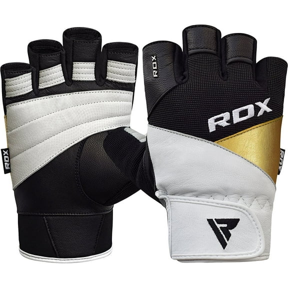 RDX Weight Lifting Gloves for Gym – Cowhide Leather, Long Wrist Support with Anti Slip Palm Protection, Large