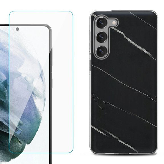 Shockproof Fashion Phone Case for Samsung Galaxy S23 5G, by OneToughShield ® - Marble / Black