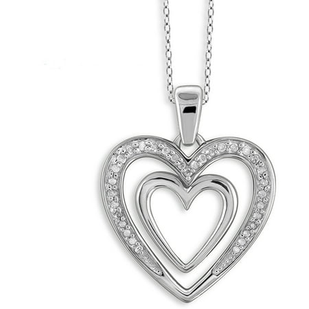 JewelersClub 1/10 Carat T.W. White Diamond Sterling Silver Heart Pendant