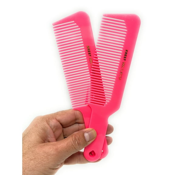 Krest Combs 9001 Clipper Combs Flat Top Comb Blending Hair Cutting Barber Stylist Pink Combs 2 units