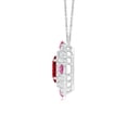 thumbnail image 2 of ANGARA Natural Ruby & Pink Sapphire Two Tone Pendant with Double Halo in 14K White Gold for Women (Size-6x4mm) | July Birthstone, Birthday, Anniversary, Jewelry Gift for Women | Natural Ruby Necklace, 2 of 8