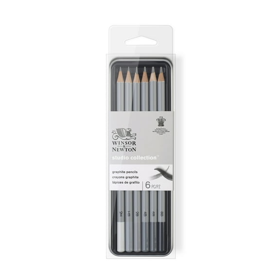 Winsor & Newton Studio Collection Graphite Pencil Tin Set, 6-Pieces