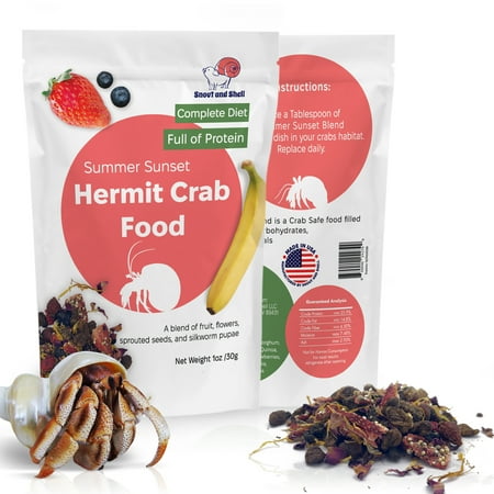 Summer Sunset Wild Hermit Crab Food – Silkworms, Berries & Rose Petals – 56g – Snout and Shell