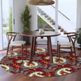 thumbnail image 4 of Red Bandanna Round Living Room Rugs 7 ft, Ethnic Indian Style Washable Area Rug with Non-Slip Sturdy Edge Binding Round Carpet for Kitchen Office Bedroom, 4 of 9