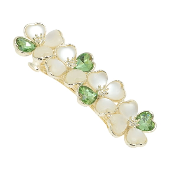 Vocoste Flower Hair Clips for Women Vintage Rhinestone Hair Barrettes Flower Hairpin French Faux Green