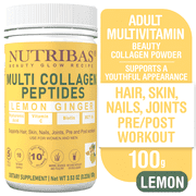Multi Collagen Protein Powder, with HA Biotin Vit. C MCT, Lemon Ginger - 10 Servings