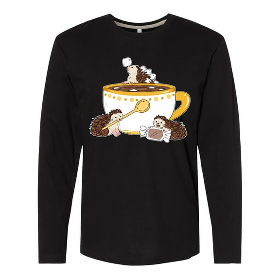 Inktastic Cute Hot Chocolate Hedgehogs Long Sleeve T-Shirt
