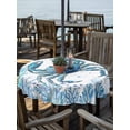 thumbnail image 2 of Outdoor Tablecloth with Umbrella Hole for Patio/Picnic/Party/Camping, Blue Coastal Crab Waterproof Table Cloth Round Cover Washable, Summer Ocean Coral Sea Fish Abstract (Dia 54"), 2 of 9