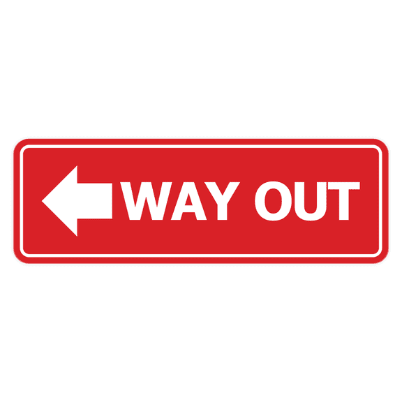 Signs ByLITA Standard Way Out (Left Arrow) Door or Wall Sign Durable ABS Plastic | Laser Engraved | Easy Installation | Elegant Design Sign (Red) - Large