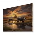 thumbnail image 2 of Designart "Cows At Farm horizon II" Animals Print on Natural Pine Wood, 2 of 5