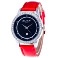 thumbnail image 1 of Reloj con correa de piel sintética Zhoulianfa Rojo con cristales y decoración de diamantes de imitación, 1 of 1