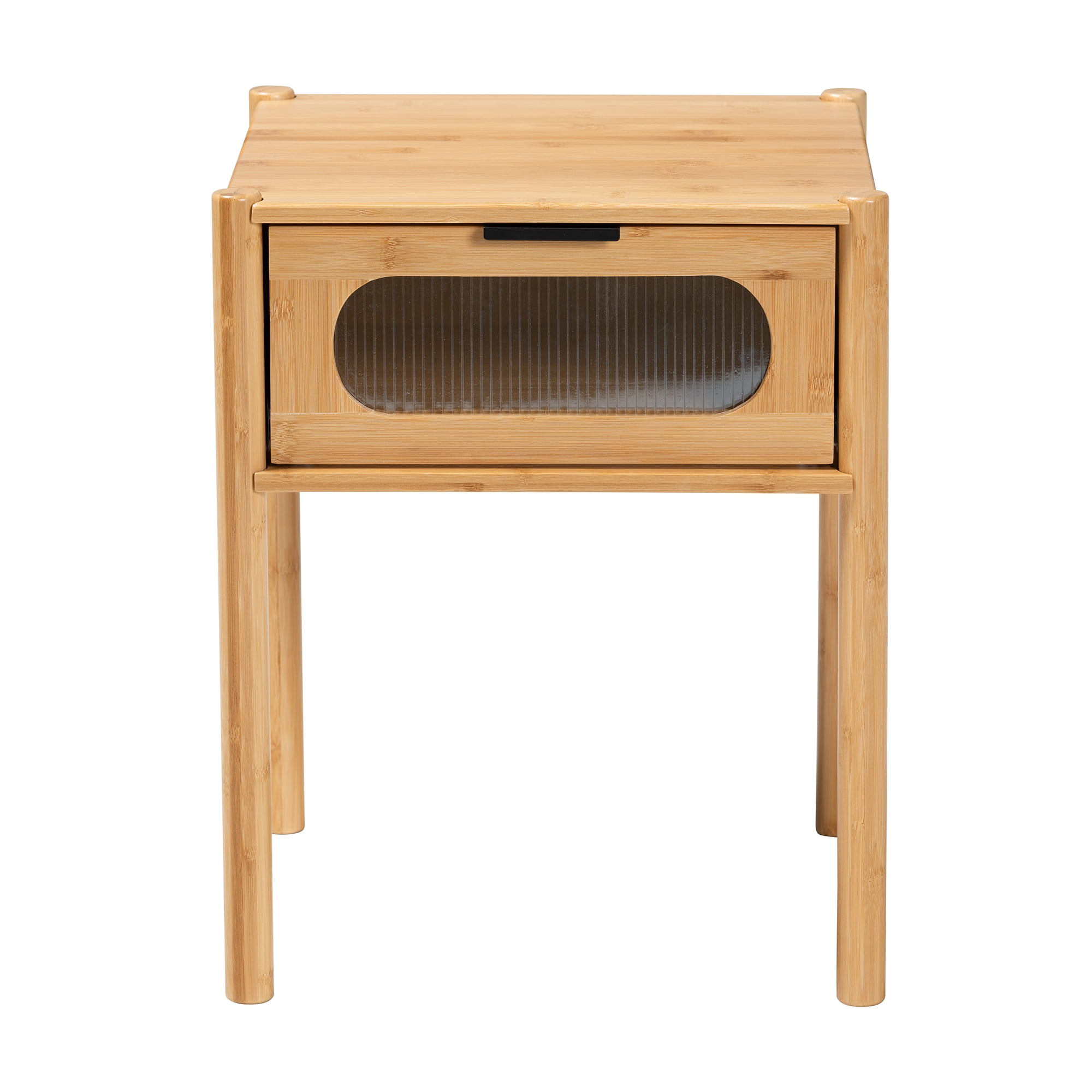 Baxton Studio Naresh Mid-Century Modern Transitional Natural Brown Bamboo Wood 1-Drawer End Table