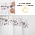 thumbnail image 2 of No Hook Purple Flowers Shower Curtain with Snap in Liner Set, Spring Floral Bows Lines Vintage Beige Waterproof Fabric Bathroom Curtains with See Through Top Window, Hotel Style Modern 60 x 72 Inch, 2 of 9