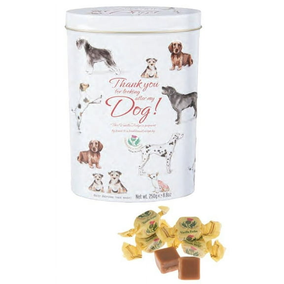 Gardiners of Scotland Vanilla Fudge in a Decorative 'Thank You For Caring For My Dog' Tin, 8.8 oz