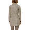 thumbnail image 3 of INSPIRE CHIC Women's Notched Lapel Raglan Long Sleeves Houndstooth Trenchcoat M Brown, 3 of 7