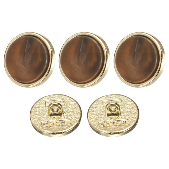 Uxcell 5pcs 24L Metal Pattern Round Sewing Buttons 15mm 5/8" Arrow Pattern Resin Craft Replacement Button for Sewing Clothing and DIY, Dark Brown