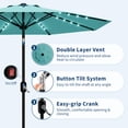 thumbnail image 3 of Garvee 10ft Solar LED Patio Umbrella,32 Lights,8 Sturdy Ribs,Crank Lift & Push Button Tilt,Lake Blue, 3 of 7